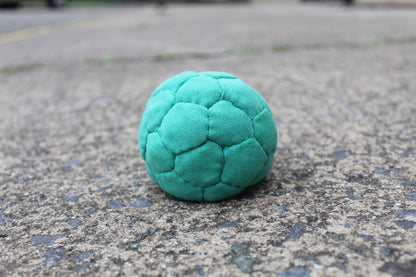 Irish 120 juggling ball close-up showing hand-stitched panel detail